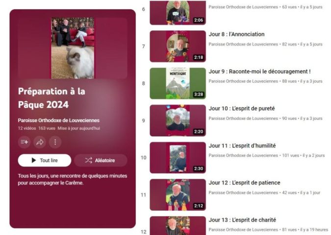 Playlist vidéos journalières pendant tout le carême